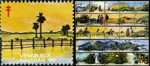 Venezuela (Vinhetas) - 1981 - Vineta Antituberculosis Navidad Llanura con Palmeras - Sem Valor