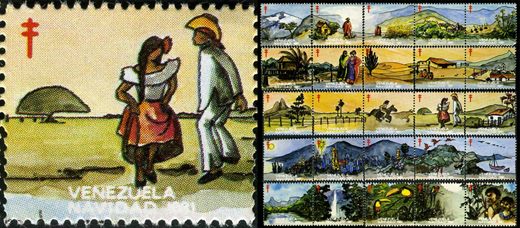 Venezuela (Vinhetas) - 1981 - Vineta Antituberculosis Navidad Pareja de Campesinos - Sem Valor