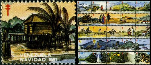 Venezuela (Vinhetas) - 1981 - Vineta Antituberculosis Navidad Palafito de Maracaibo - Sem Valor