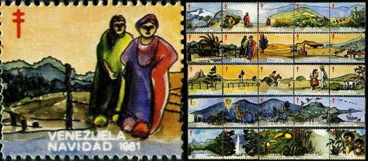Venezuela (Vinhetas) - 1981 - Vineta Antituberculosis Navidad Pareja en el Campo - Sem Valor