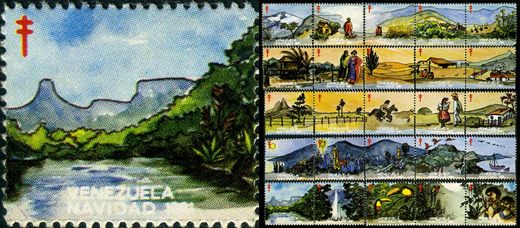 Venezuela (Vinhetas) - 1981 - Vineta Antituberculosis Navidad Rio y Selva - Sem Valor