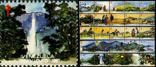Venezuela (Vinhetas) - 1981 - Vineta Antituberculosis Navidad Salto Angel - Sem Valor