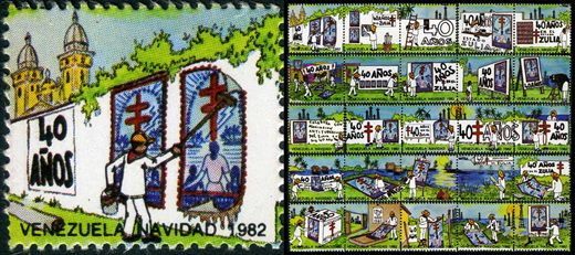Venezuela (Vinhetas) - 1982 - Vineta Antituberculosis Navidad 40 Anos Zulia Catedral de Maracaibo - Sem Valor
