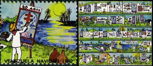 Venezuela (Vinhetas) - 1982 - Vineta Antituberculosis Navidad 40 Anos Zulia Pintor Trabalhando en el Estado - Sem Valor