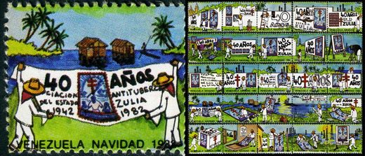 Venezuela (Vinhetas) - 1982 - Vineta Antituberculosis Navidad 40 Anos Zulia Cartel Colaboracion - Sem Valor