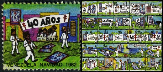 Venezuela (Vinhetas) - 1982 - Vineta Antituberculosis Navidad 40 Anos Zulia Marcha con Pancarta - Sem Valor
