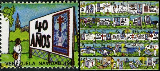 Venezuela (Vinhetas) - 1982 - Vineta Antituberculosis Navidad 40 Anos Zulia Espectador y Cartel - Sem Valor