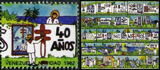 Venezuela (Vinhetas) - 1982 - Vineta Antituberculosis Navidad 40 Anos Zulia Cartel y Cruz Doble - Sem Valor