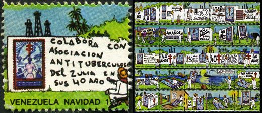 Venezuela (Vinhetas) - 1982 - Vineta Antituberculosis Navidad 40 Anos Zulia Colabora con Asociacion - Sem Valor