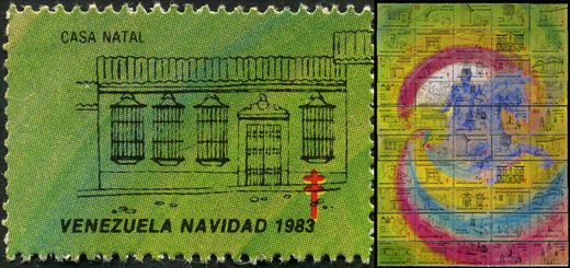 Venezuela (Vinhetas) - 1983 - Vineta Antituberculosis Navidad Bicentenario Bolivar Casa Natal - Sem Valor