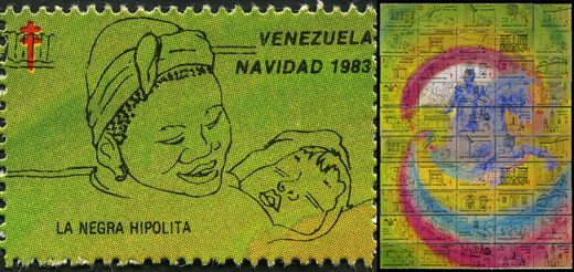 Venezuela (Vinhetas) - 1983 - Vineta Antituberculosis Navidad Bicentenario Bolivar La Negra Hipolita - Sem Valor