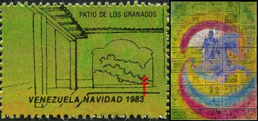 Venezuela (Vinhetas) - 1983 - Vineta Antituberculosis Navidad Bicentenario Bolivar Patio de los Granados - Sem Valor