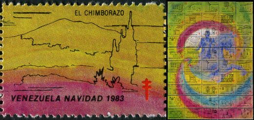 Venezuela (Vinhetas) - 1983 - Vineta Antituberculosis Navidad Bicentenario Bolivar El Chimborazo - Sem Valor