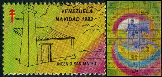 Venezuela (Vinhetas) - 1983 - Vineta Antituberculosis Navidad Bicentenario Bolivar Ingenio San Mateo - Sem Valor