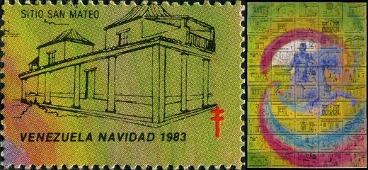 Venezuela (Vinhetas) - 1983 - Vineta Antituberculosis Navidad Bicentenario Bolivar Sitio San Mateo - Sem Valor