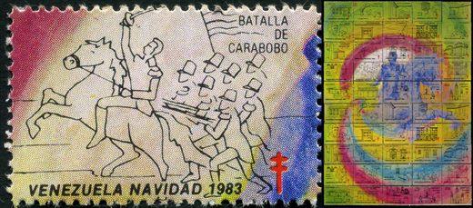 Venezuela (Vinhetas) - 1983 - Vineta Antituberculosis Navidad Bicentenario Bolivar Batalla de Carabobo - Sem Valor