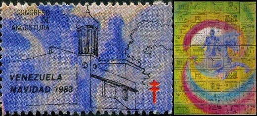 Venezuela (Vinhetas) - 1983 - Vineta Antituberculosis Navidad Bicentenario Bolivar Congreso de Angostura - Sem Valor