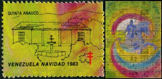 Venezuela (Vinhetas) - 1983 - Vineta Antituberculosis Navidad Bicentenario Bolivar Quinta Anauco - Sem Valor