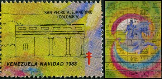 Venezuela (Vinhetas) - 1983 - Vineta Antituberculosis Navidad Bicentenario Bolivar San Pedro Alejandrino Colombia - Sem Valor