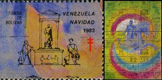Venezuela (Vinhetas) - 1983 - Vineta Antituberculosis Navidad Bicentenario Bolivar Tumba de Bolivar - Sem Valor