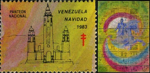 Venezuela (Vinhetas) - 1983 - Vineta Antituberculosis Navidad Bicentenario Bolivar Panteon Nacional - Sem Valor