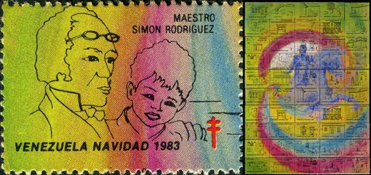 Venezuela (Vinhetas) - 1983 - Bicentenario Bolivar - Patio Casa Natal - Sem Valor (Vineta Antituberculosis)