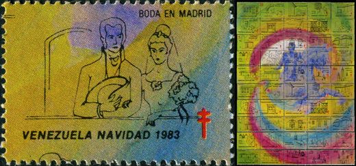 Venezuela (Vinhetas) - 1983 - Bicentenario Bolivar - Templo San Jose Madrid - Sem Valor (Vineta Antituberculosis)