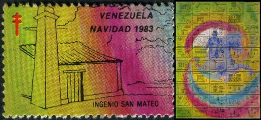 Venezuela (Vinhetas) - 1983 - Bicentenario Bolivar - Boda en Madrid - Sem Valor (Vineta Antituberculosis)