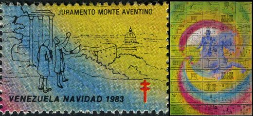 Venezuela (Vinhetas) - 1983 - Bicentenario Bolivar - Ingenio San Mateo - Sem Valor (Vineta Antituberculosis)