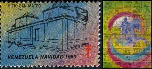 Venezuela (Vinhetas) - 1983 - Bicentenario Bolivar - Sitio Decreto de Guerra a Muerte - Sem Valor (Vineta Antituberculosis)