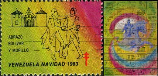 Venezuela (Vinhetas) - 1983 - Bicentenario Bolivar - Sitio San Mateo - Sem Valor (Vineta Antituberculosis)