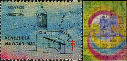 Venezuela (Vinhetas) - 1983 - Bicentenario Bolivar - Batalla de Carabobo - Sem Valor (Vineta Antituberculosis)