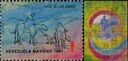 Venezuela (Vinhetas) - 1983 - Bicentenario Bolivar - Congreso de Angostura - Sem Valor (Vineta Antituberculosis)