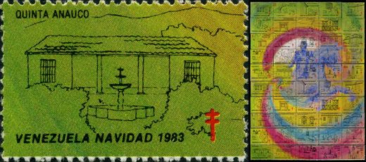 Venezuela (Vinhetas) - 1983 - Bicentenario Bolivar - Encuentro Bolivar San Martin Guayaquil - Sem Valor (Vineta Antituberculosis)