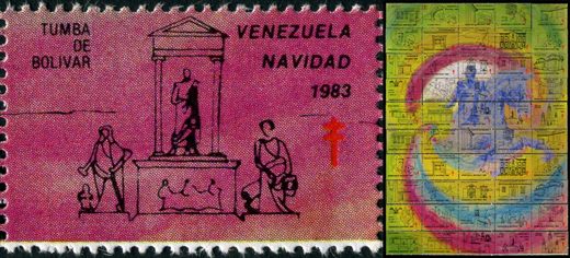 Venezuela (Vinhetas) - 1983 - Bicentenario Bolivar - Plaza Bolivar - Sem Valor (Vineta Antituberculosis)