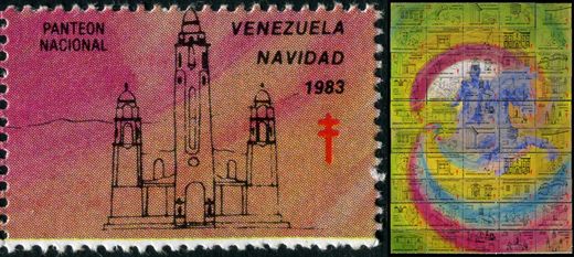 Venezuela (Vinhetas) - 1983 - Bicentenario Bolivar - Panteon Nacional - Sem Valor (Vineta Antituberculosis)