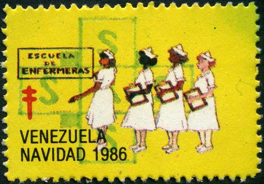 Venezuela (Vinhetas) - 1986 - SAS - Escuela de Enfermeras - Sem Valor (Vineta Antituberculosis)