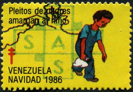 Venezuela (Vinhetas) - 1986 - SAS - Pleitos de Padres Amargan al Nino - Sem Valor (Vineta Antituberculosis)