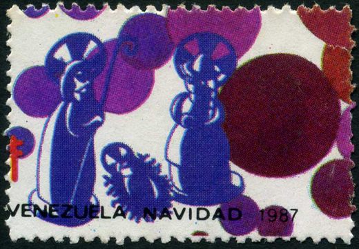 Venezuela (Vinhetas) - 1987 - Natividade Estilizada - Sagrada Familia - Sem Valor (Vineta Antituberculosis)