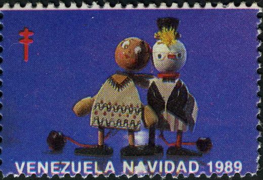 Venezuela (Vinhetas) - 1989 - Juguetes Fundacion Fredy Reyna - Casal Bonecos - Sem Valor (Vineta Antituberculosis)