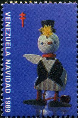 Venezuela (Vinhetas) - 1989 - Juguetes Fundacion Fredy Reyna - Boneco Cartola - Sem Valor (Vineta Antituberculosis)