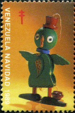 Venezuela (Vinhetas) - 1989 - Juguetes Fundacion Fredy Reyna - Pinguim Cartola - Sem Valor (Vineta Antituberculosis)