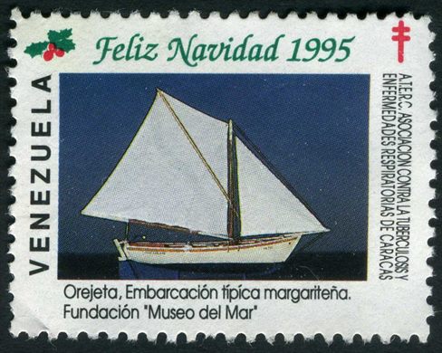 Venezuela (Vinhetas) - 1995 - ATERC - Orejeta Embarcacion Margaritena - Sem Valor (Vineta Antituberculosis)