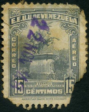Venezuela - 1932 - Estatua Bolivar Caracas Aereo - 15C