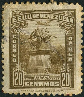 Venezuela - 1937 - Estatua Bolivar Caracas Aereo - 20C