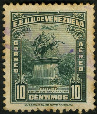 Venezuela - 1937 - Estatua Bolivar Caracas Aereo - 10C