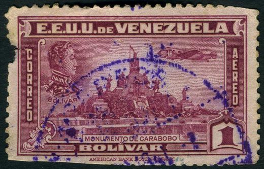 Venezuela - 1938 - Correo Aereo Monumento de Carabobo - 1Bs