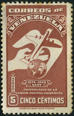 Venezuela - 1950 - 75 Aniversario Union Postal Universal Aereo - 5C