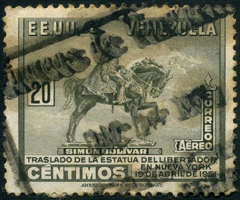 Venezuela - 1951 - Traslado Estatua Libertador Nueva York Aereo - 20C