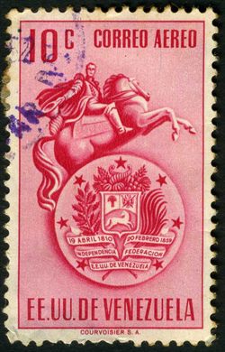 Venezuela - 1951 - Bolivar y Escudo Federacion Aereo - 10C